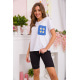 Женская футболка свободного кроя, цвет Бело-синий, 117R623