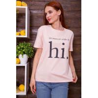 Женская футболка, персикового цвета с принтом, 198R001