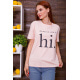 Женская футболка, персикового цвета с принтом, 198R001