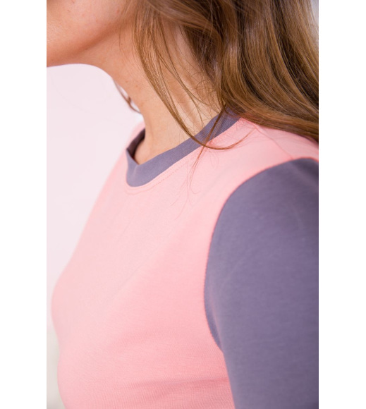 Розово-серая женская футболка, из натуральной ткани, 102R289-1
