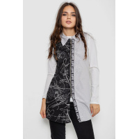 Платье на молнии в комплекте с лонгсливом, цвет серо-черный, 247R18790