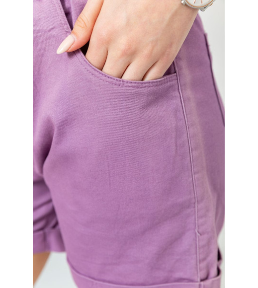Шорты женские на резинке с манжетом, цвет светло-фиолетовый, 214R638