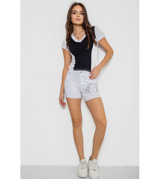 Шорты женские джинсовые стрейчевые, цвет белый, 247R2675