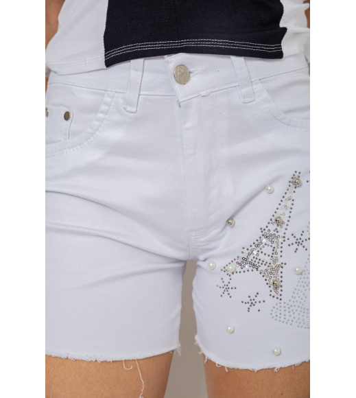 Шорты женские джинсовые стрейчевые, цвет белый, 247R2675