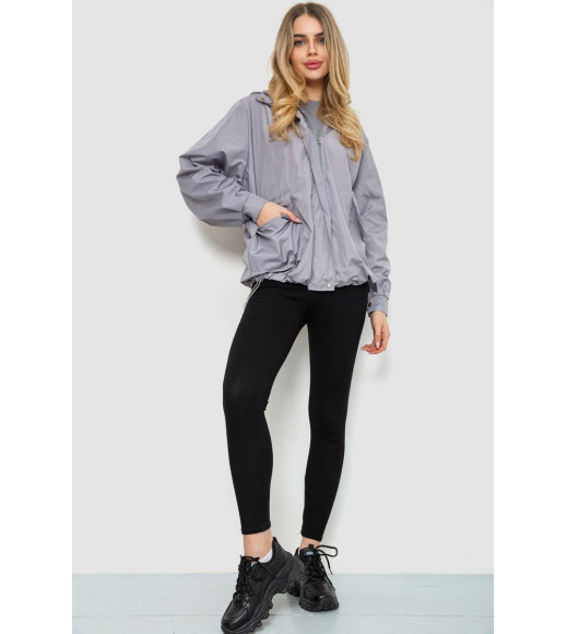 Ветровка женская с капюшоном, цвет светло-серый, 177R041