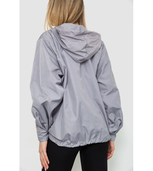 Ветровка женская с капюшоном, цвет светло-серый, 177R041