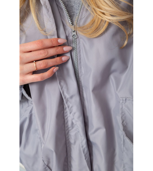 Ветровка женская с капюшоном, цвет светло-серый, 177R041