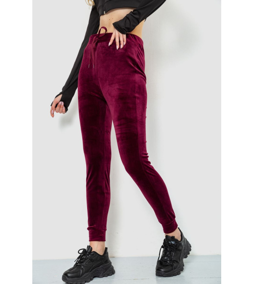Спорт штаны женские велюровые, цвет бордовый, 244R5571