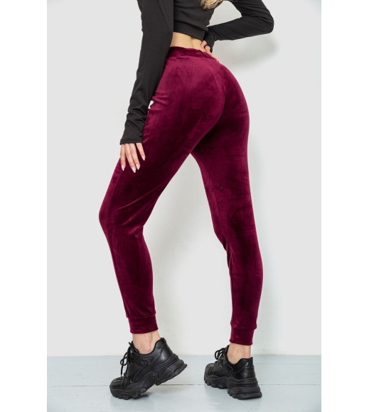 Спорт штаны женские велюровые, цвет бордовый, 244R5571