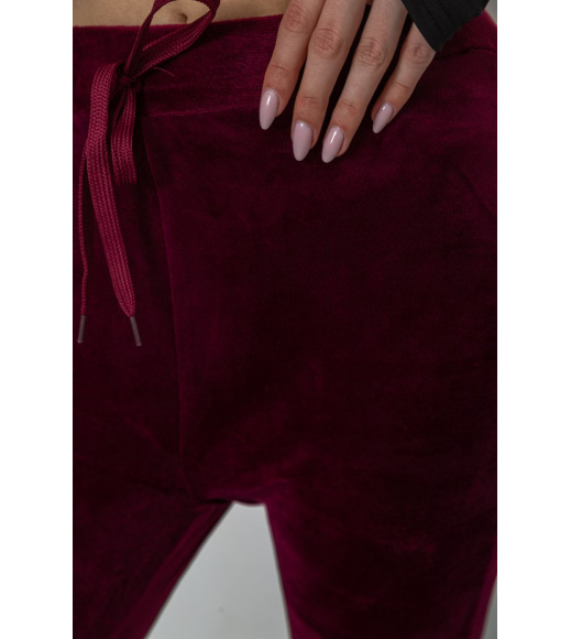 Спорт штаны женские велюровые, цвет бордовый, 244R5571