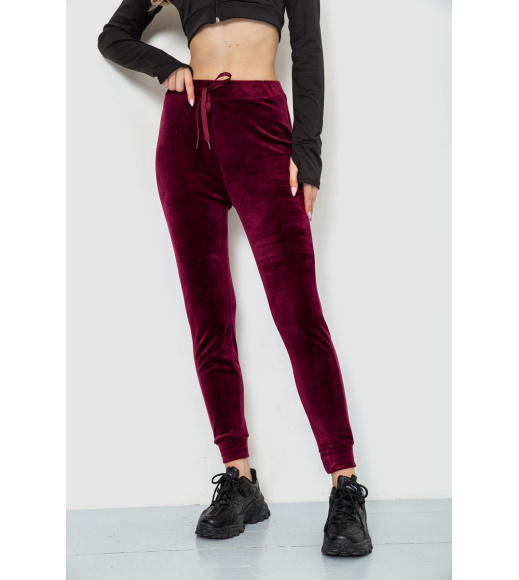 Спорт штаны женские велюровые, цвет бордовый, 244R5571