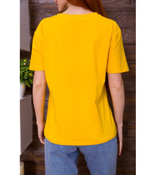 Женская горчичная футболка, с принтом, 198R012