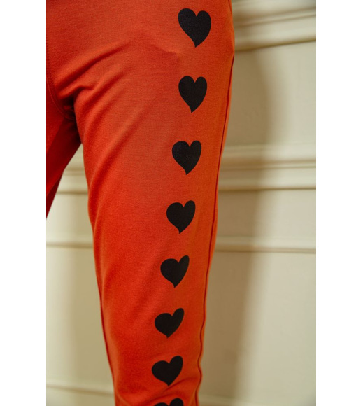 Жіночі спортивні штани, з принтом Серце, колір теракотовий, 102R212