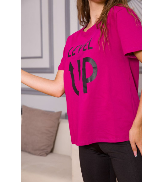 Жіноча футболка, кольору фуксії з написом, 198R002