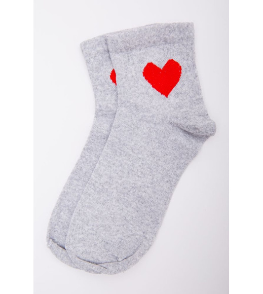 Жіночі шкарпетки, світло-сірого кольору з сердечком, 167R523