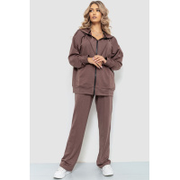 Спортивный костюм женский двухнитка с капюшоном, цвет шоколадный, 102R5186