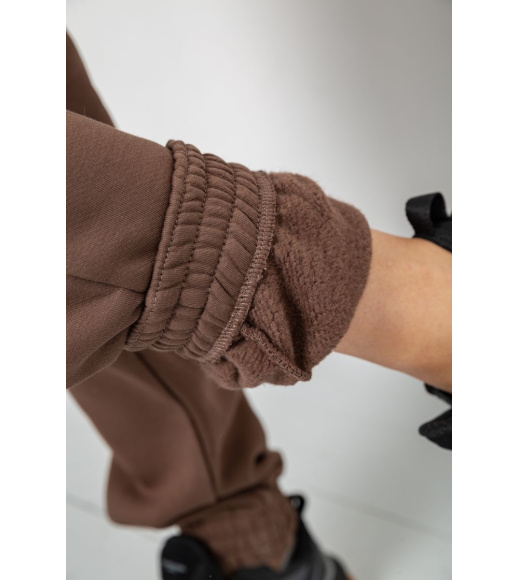 Спортивные штаны женские на флисе, цвет коричневый, 102R415-1