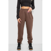 Спортивные штаны женские на флисе, цвет коричневый, 102R415-1