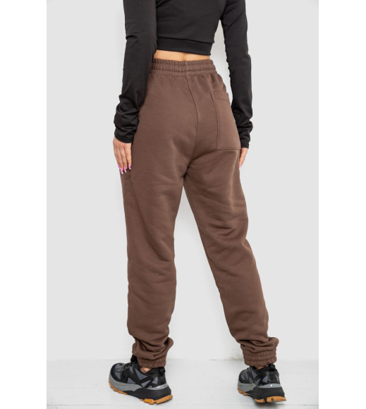 Спортивные штаны женские на флисе, цвет коричневый, 102R415-1