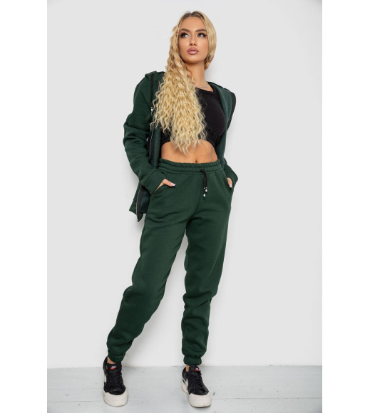 Спорт костюм женский на флисе, цвет темно-зеленый, 244R7777