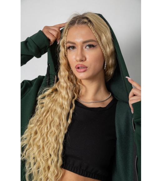 Спорт костюм женский на флисе, цвет темно-зеленый, 244R7777