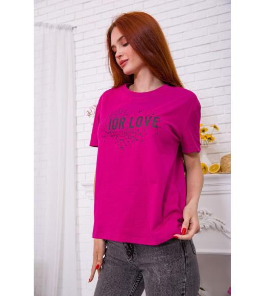 Жіноча футболка, вільного крою, кольору фуксії, 198R015