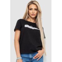 Футболка женская с принтом, цвет черный, 221R3004-1