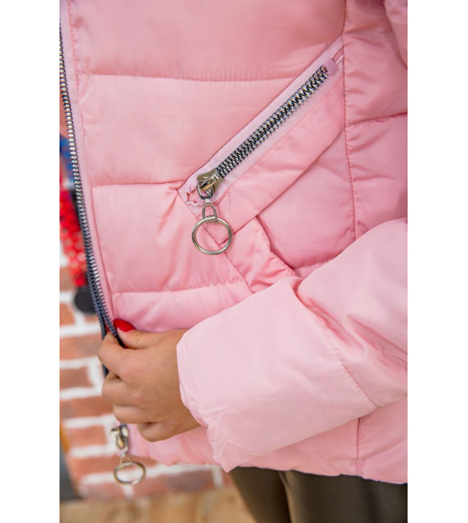 Демисезонная куртка с капюшоном, розового цвета, 167R2227