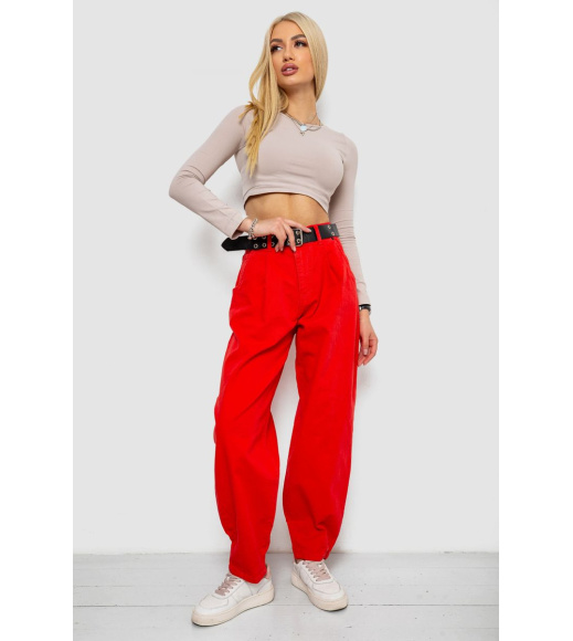 Джинсы женские баллоны, цвет красный, 250R00302