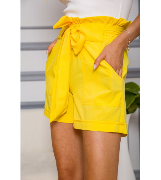 Женские шорты на резинке, с поясом, цвет Желтый, 102R305
