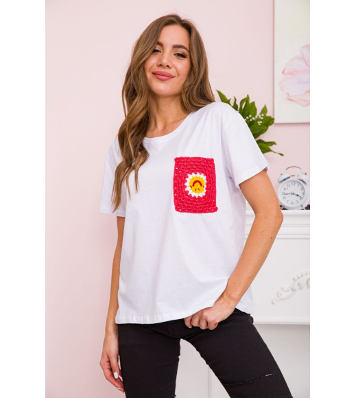 Жіноча футболка вільного крою, колір Біло-червоний, 117R623
