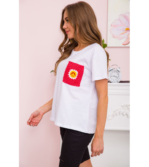 Женская футболка свободного кроя, цвет Бело-красный, 117R623
