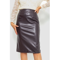 Юбка прямого кроя из экокожи, цвет темно-сливовый, 214R620