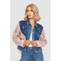 Джинсовая женская куртка двухцветная, цвет синий, 247R9799