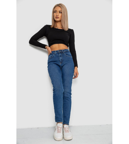 Джинсы женский Mom-fit стрейч, цвет синий, 244R1152