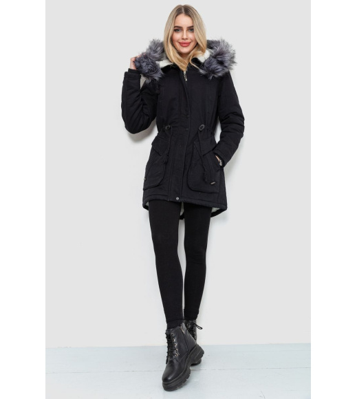 Парка женская зимняя, цвет черный, 244R805