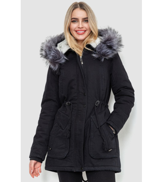 Парка женская зимняя, цвет черный, 244R805