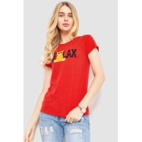 Футболка женская с принтом, цвет красный, 221R3014-1