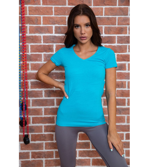 Спортивная женская футболка, бирюзового цвета, 117R120-1