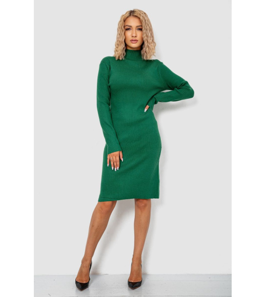 Платье вязаное однотонное, цвет зеленый, 244R664