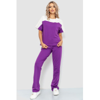 Костюм женский двухцветный повседневный, цвет фиолетово-молочный, 102R347