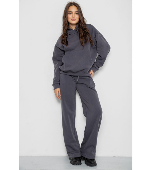 Спортивный костюм женский на флисе, цвет темно-серый, 241R2001-2
