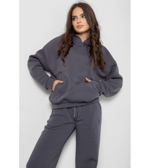 Спортивный костюм женский на флисе, цвет темно-серый, 241R2001-2