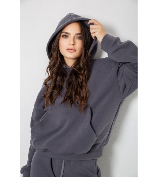 Спортивный костюм женский на флисе, цвет темно-серый, 241R2001-2
