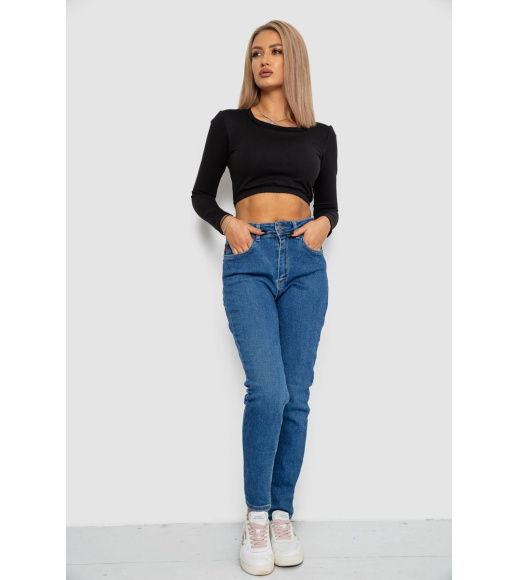 Джинсы женские Mom-fit стрейч, цвет синий, 244R1134