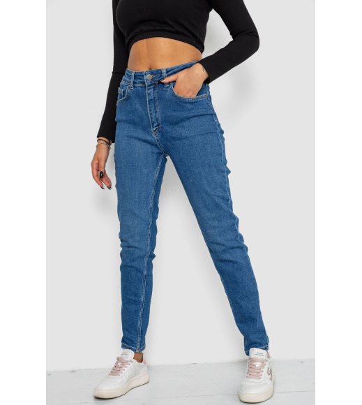 Джинсы женские Mom-fit стрейч, цвет синий, 244R1134