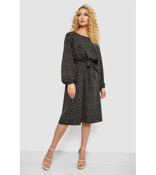 Платье с принтом софт, цвет черно-бежевый, 214R0226-5