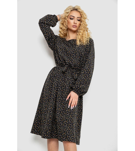 Платье с принтом софт, цвет черно-бежевый, 214R0226-5
