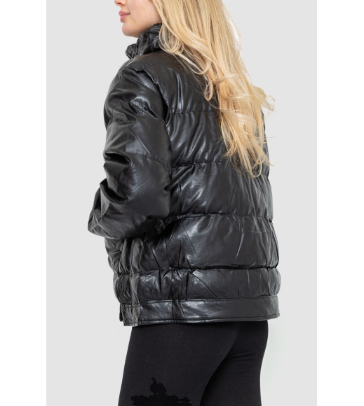 Куртка женская демисезонная экокожа, цвет черный, 243R205