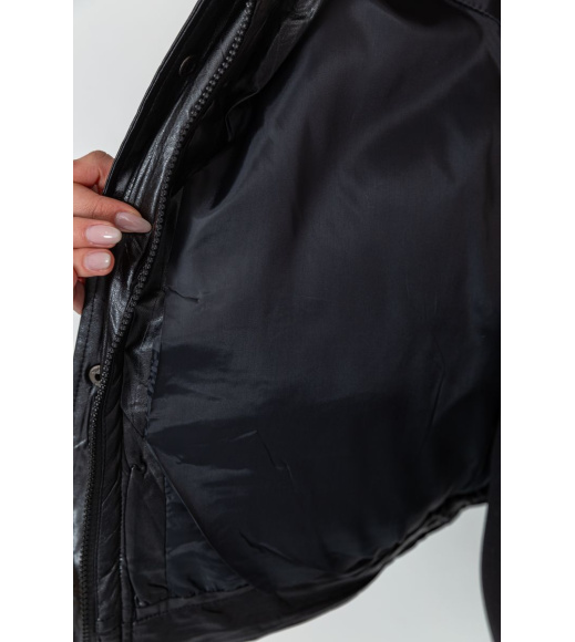 Куртка женская демисезонная экокожа, цвет черный, 243R205